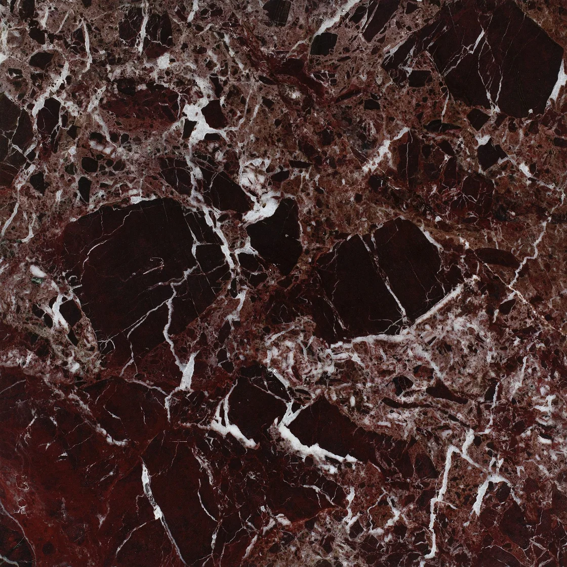 Cherry Levanto | marble tile Cherry Levanto marble tile — deep burgundy and wine-red tones, a web of intersecting cream and white veins