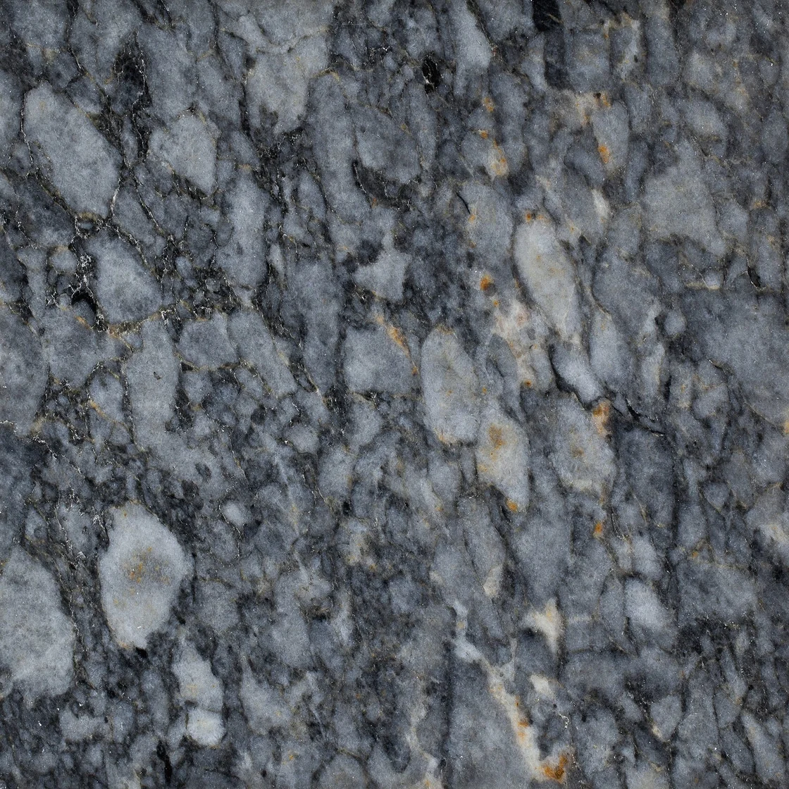 Demmer Tigerskin | marble tile Demmer Tigerskin marble tile — deep charcoal and smoky grey tones, angular pale fragments within a richly contrasting matrix