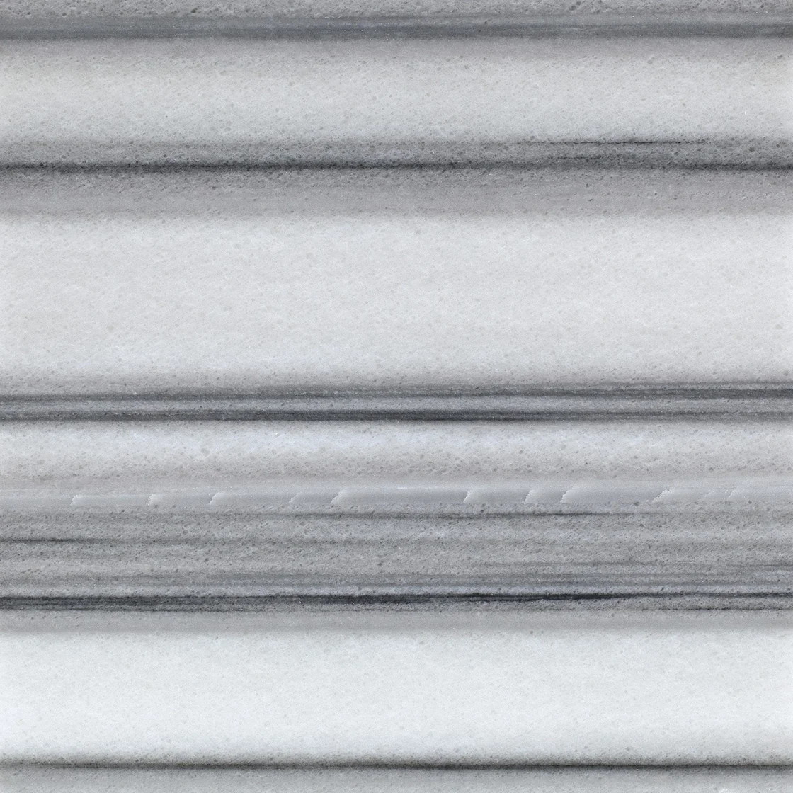 Equador Marmara | marble tile Equador Marmara marble tile — a cool white and soft grey palette, long, closely spaced parallel bands