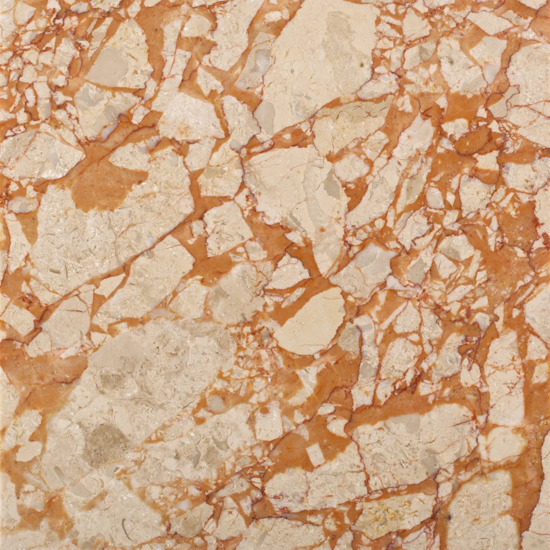 Rosa Beige | marble tile Rosa Beige marble tile — soft rose and pale cream tones, angular pale fragments within a richly contrasting matrix
