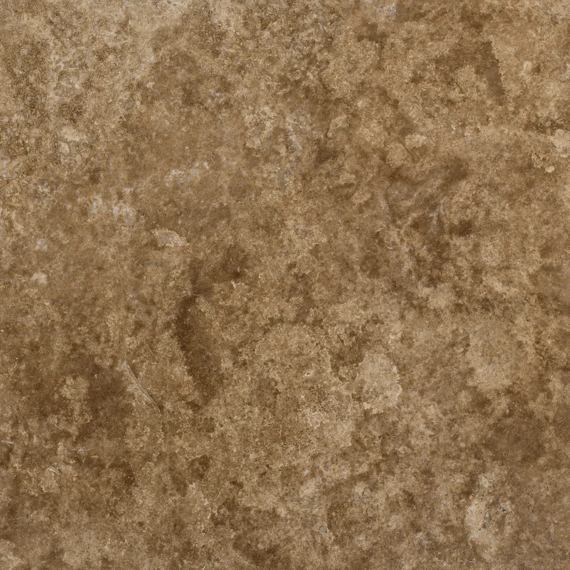 Bucak Dark Walnut (D1D) | travertine tile Bucak Dark Walnut (D1D) travertine tile — warm walnut-brown and cream tones, cloud-like cross-cut areas and small tonal islands