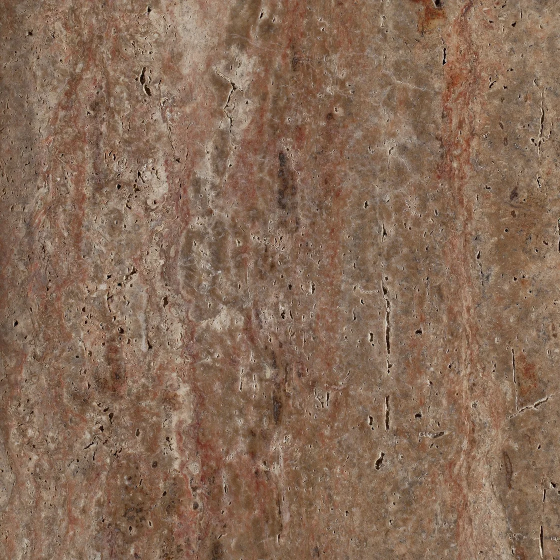 Demmer Copper Red Travertine | travertine tile Demmer Copper Red Travertine travertine tile — terracotta and warm red tones, rust-red layers and slender pale mineral lines